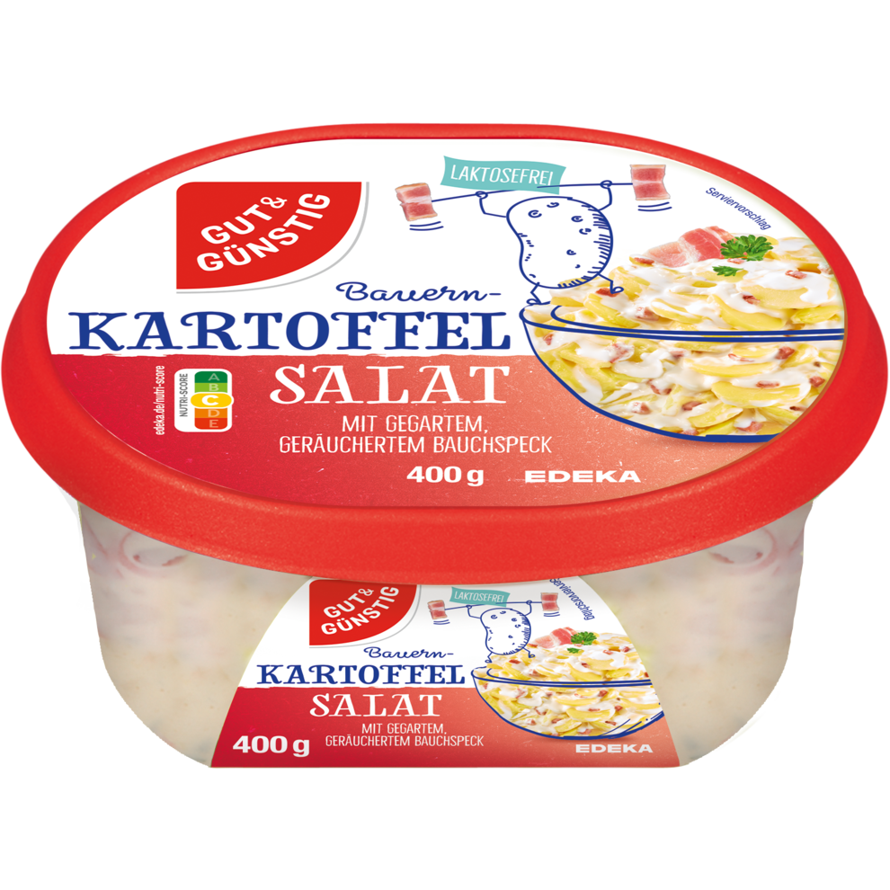 GUT&GÜNSTIG Bauern Kartoffel Salat mit gekochtem geräuchertem Bauchspeck 400g