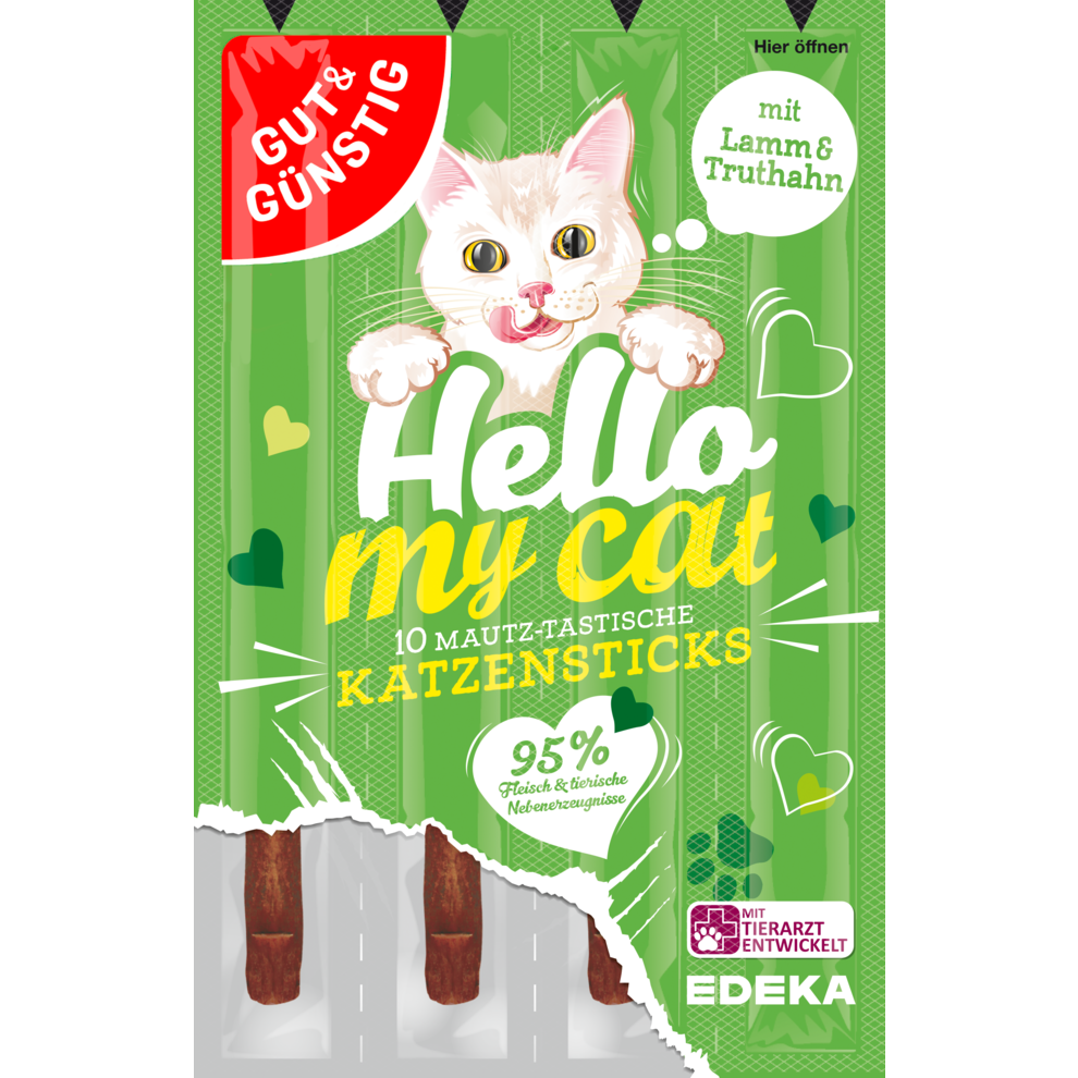 GUT&GÜNSTIG Katzensticks mit Lamm und Truthahn 10x5g