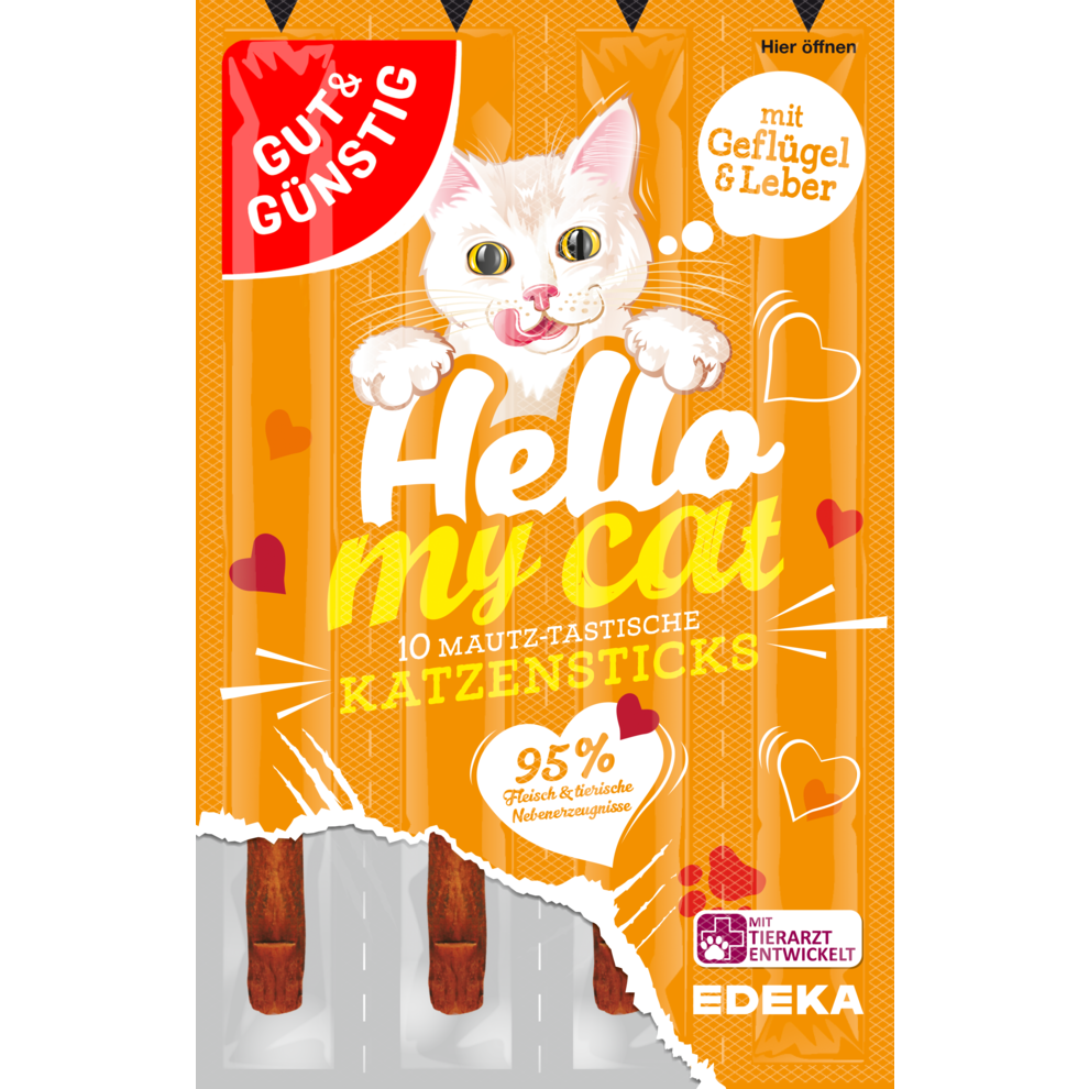 GUT&GÜNSTIG Katzensticks Geflügel & Leber 10x5g
