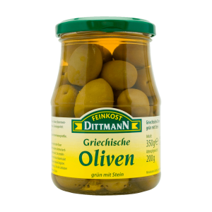Feinkost Dittmann Griechische Oliven Grün mit Stein 350g