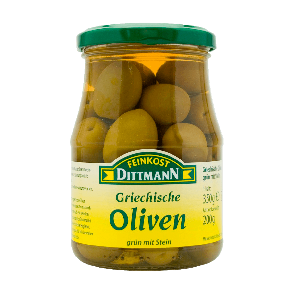 Feinkost Dittmann Griechische Oliven Grün mit Stein 350g