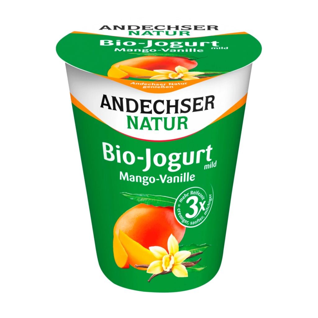 Bio Andechser Natur Joghurt mild Mango-Vanille 3,8% 400g