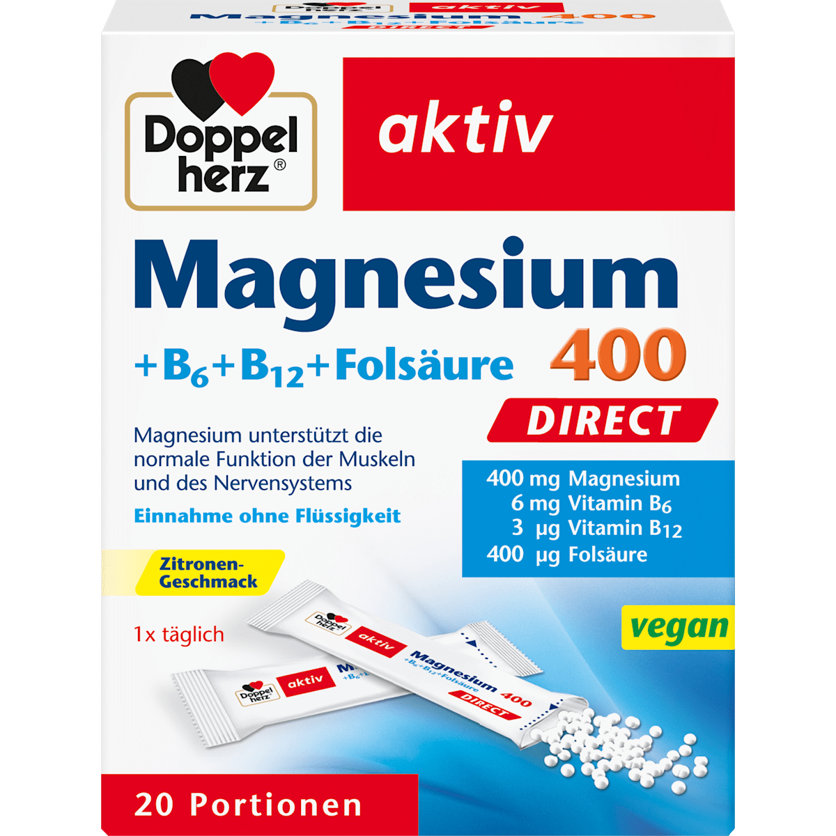 Doppelherz Magnesium+B6+B12 Direct 20Portionen 24g