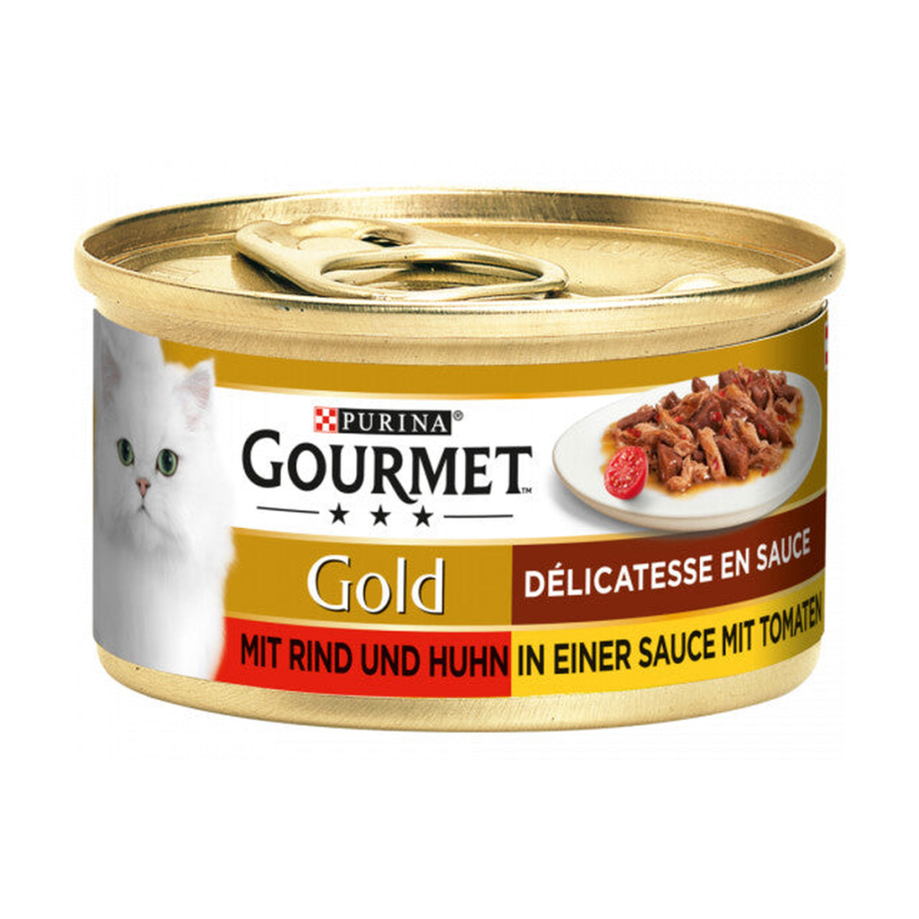 Gourmet Gold Duo in Tomate Rind&Huhn Katzennassnahrung 85g
