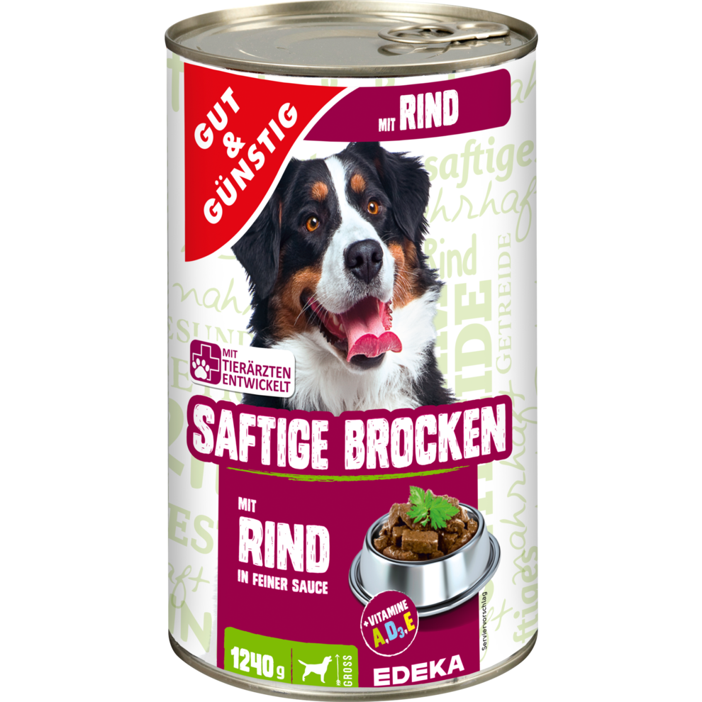 GUT&GÜNSTIG Saftige Brocken mit Rind 1240g