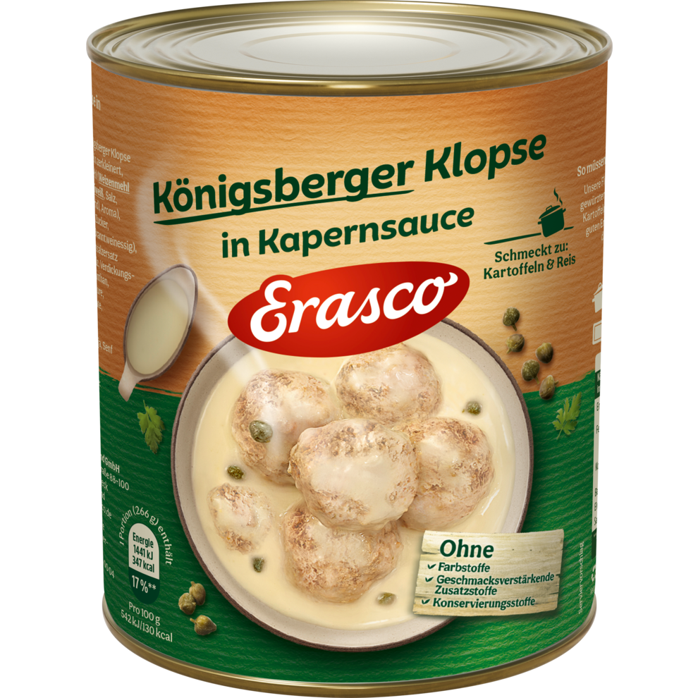 Erasco 6 Königsberger Klopse in cremiger Kapernsauce 800g