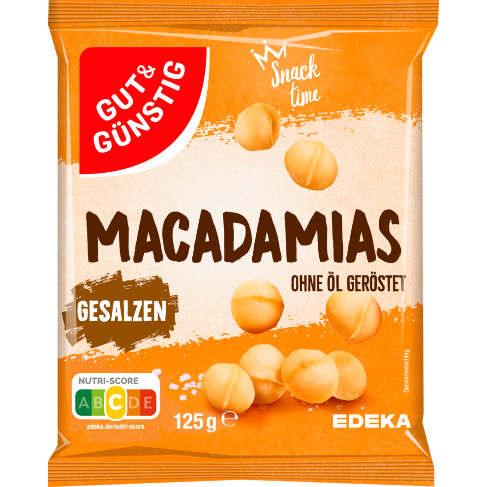 GUT&GÜNSTIG Macadamias geröstet gesalzen 125g