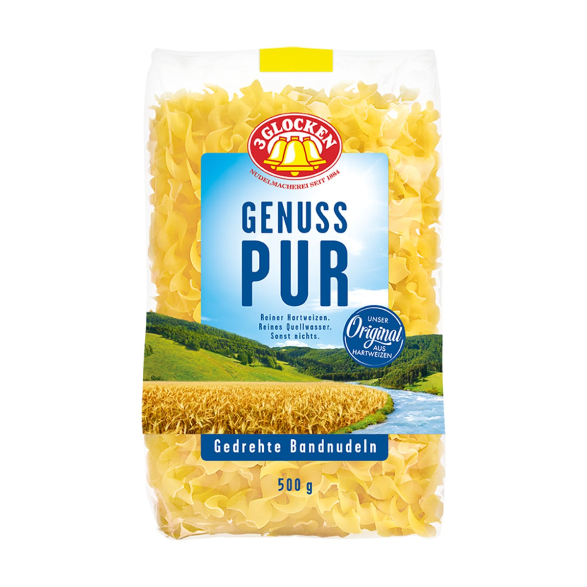 3 Glocken Genuss Pur gedrehte Bandnudeln 500g