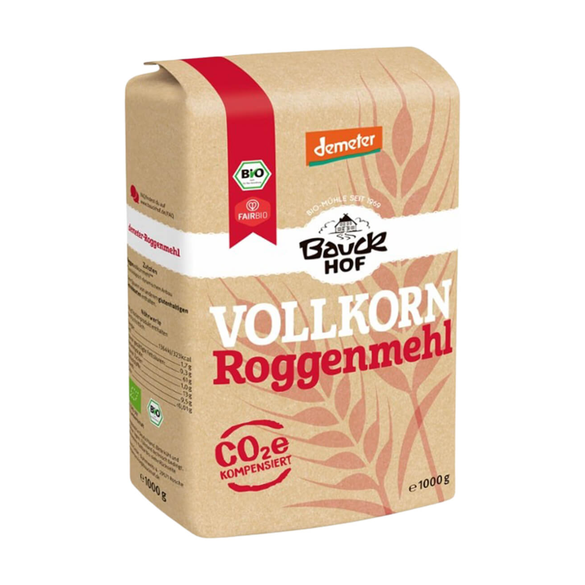 Demeter Bauck Vollkorn Roggenmehl 1kg