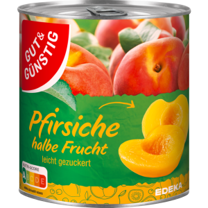 GUT&GÜNSTIG Pfirsiche halbe Frucht leicht gezuckert 820g