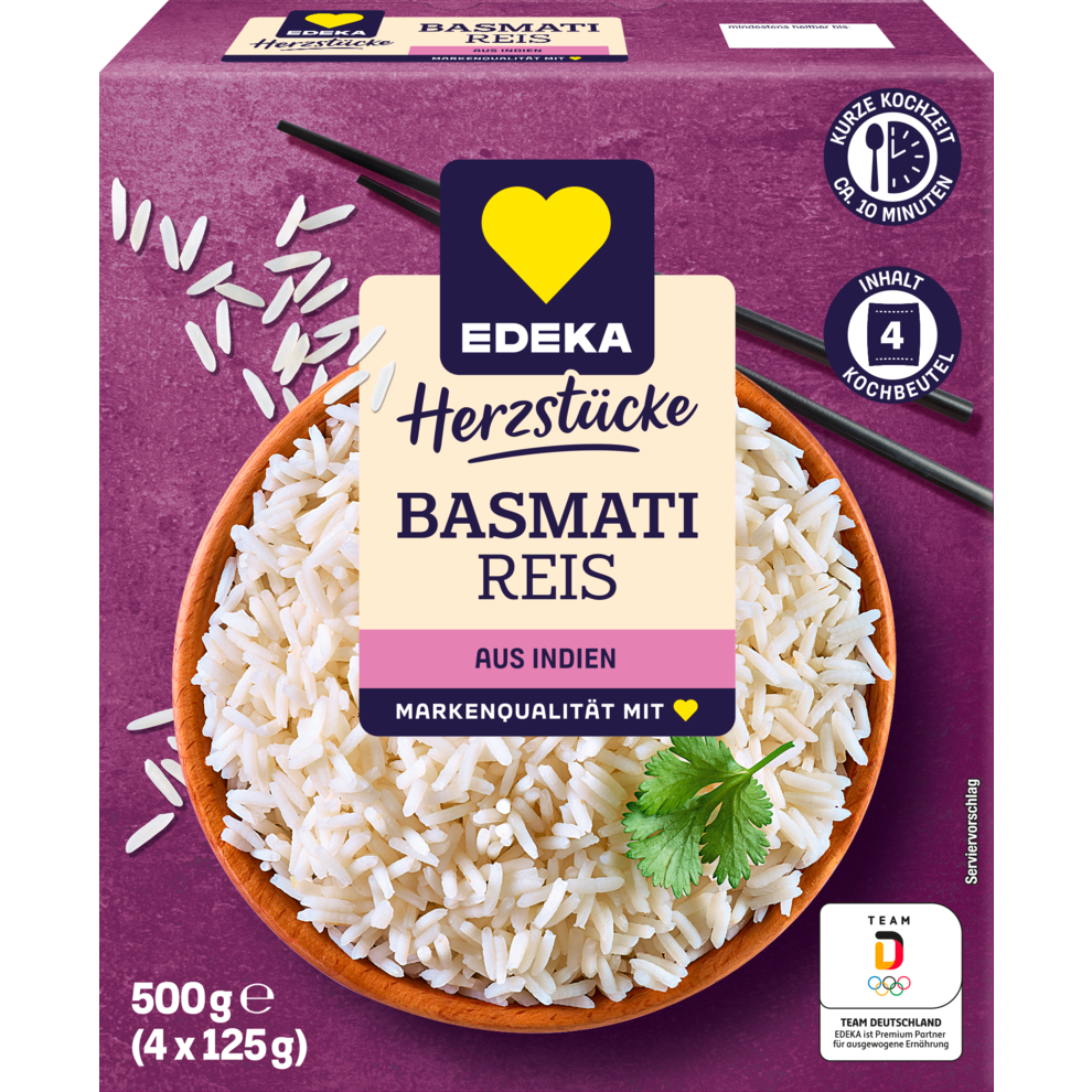 EDEKA Herzstücke Basmati Reis Spitzenqualität Kochbeutel 500g