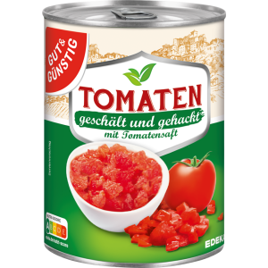 GUT&GÜNSTIG Tomaten geschält und gehackt mit Tomatensaft 400g