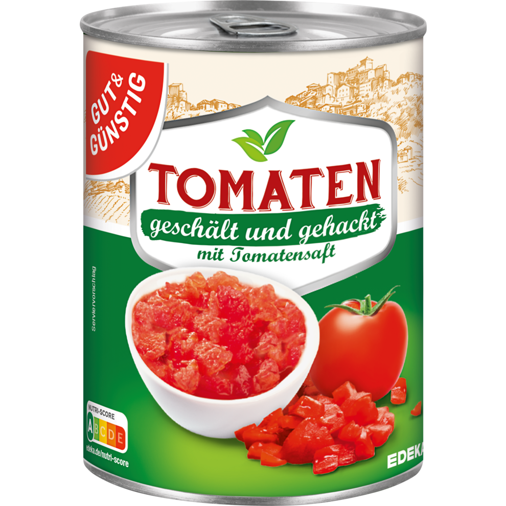 GUT&GÜNSTIG Tomaten geschält und gehackt mit Tomatensaft 400g