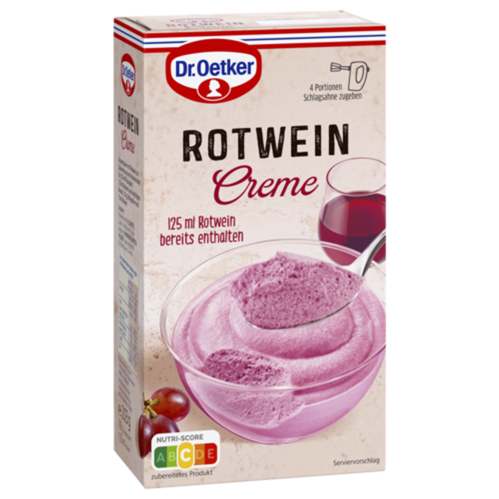 Dr.Oetker Rotwein Creme Dessertpulver 78g + Rotwein 125ml für 325ml 203g