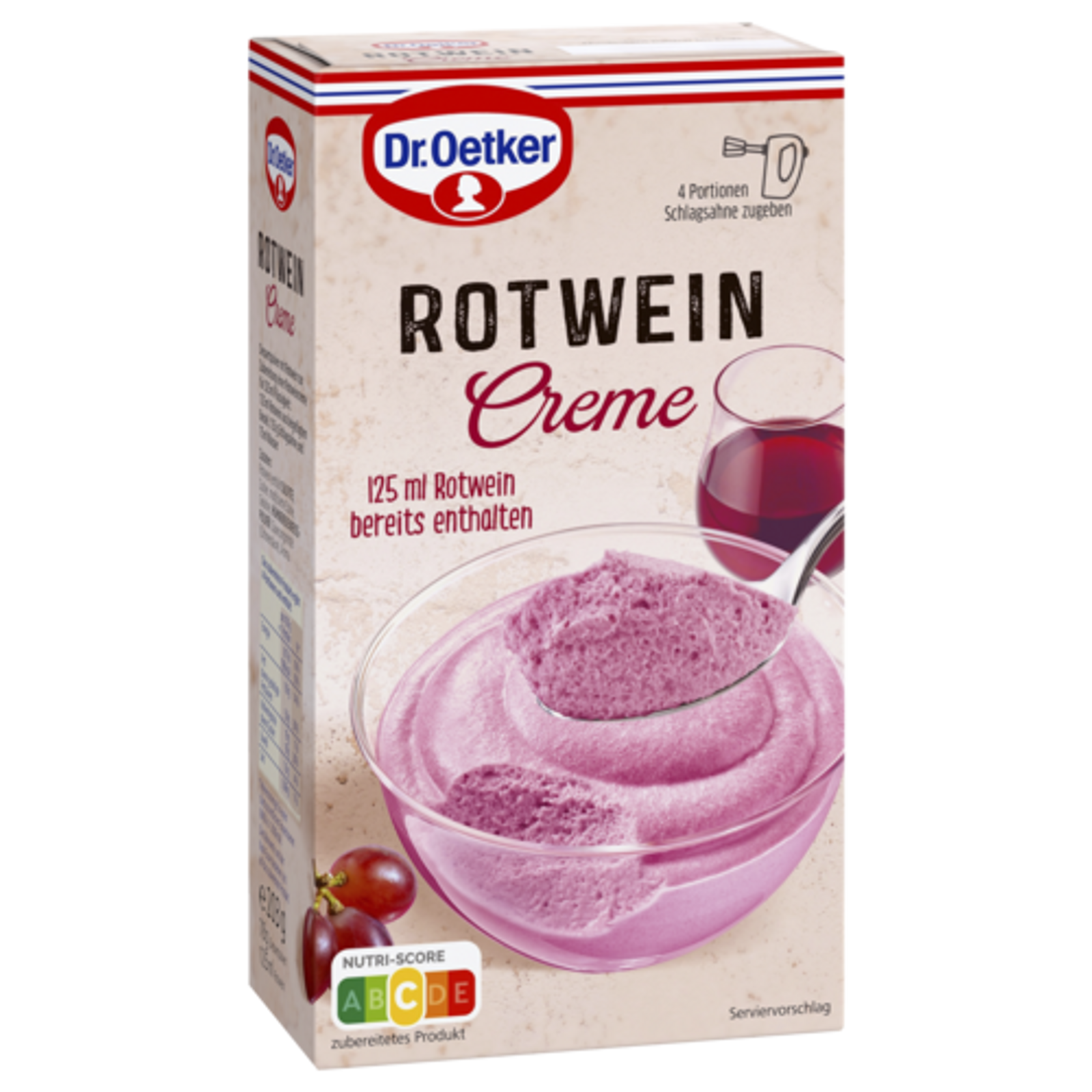 Dr.Oetker Rotwein Creme Dessertpulver 78g + Rotwein 125ml für 325ml 203g