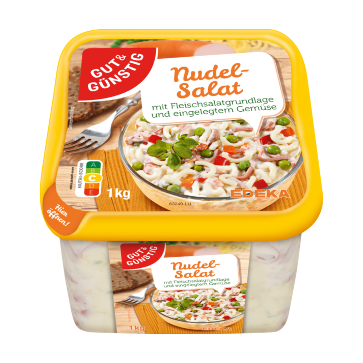 GUT&GÜNSTIG Pikanter Nudel Salat mit Fleischsalatgrundlage und Gemüse 1kg
