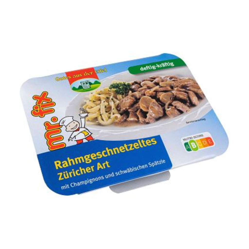 Mr.Fix Rahmgeschnetzeltes Züricher Art mit Spätzle und Champignons 350g