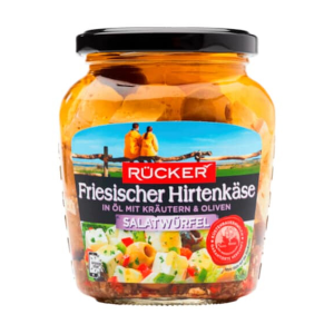 Friesischer Hirtenkäse Salatwürfel in Öl mit Kräutern und Oliven 45% Fett i.Tr.300g