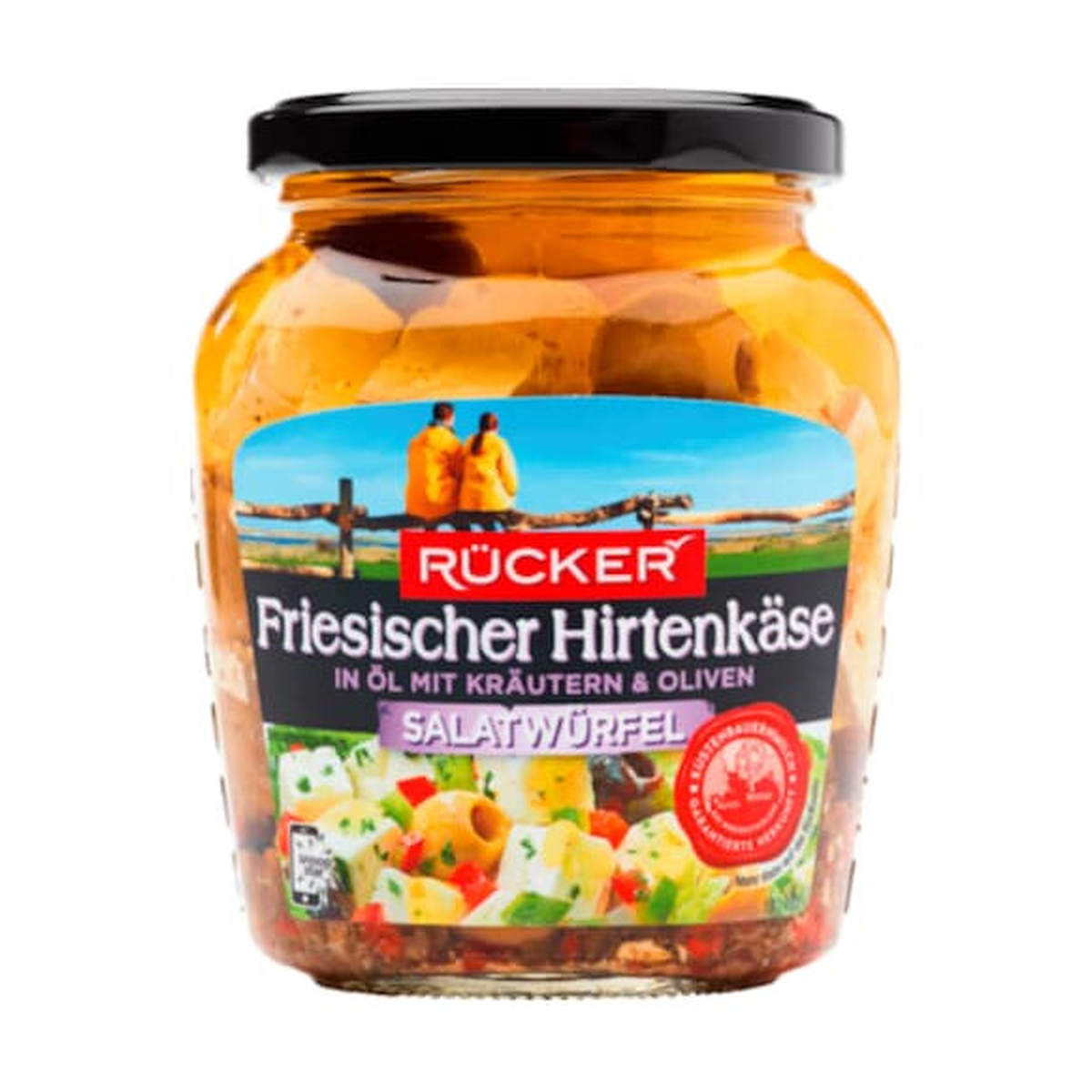 Friesischer Hirtenkäse Salatwürfel in Öl mit Kräutern und Oliven 45% Fett i.Tr.300g