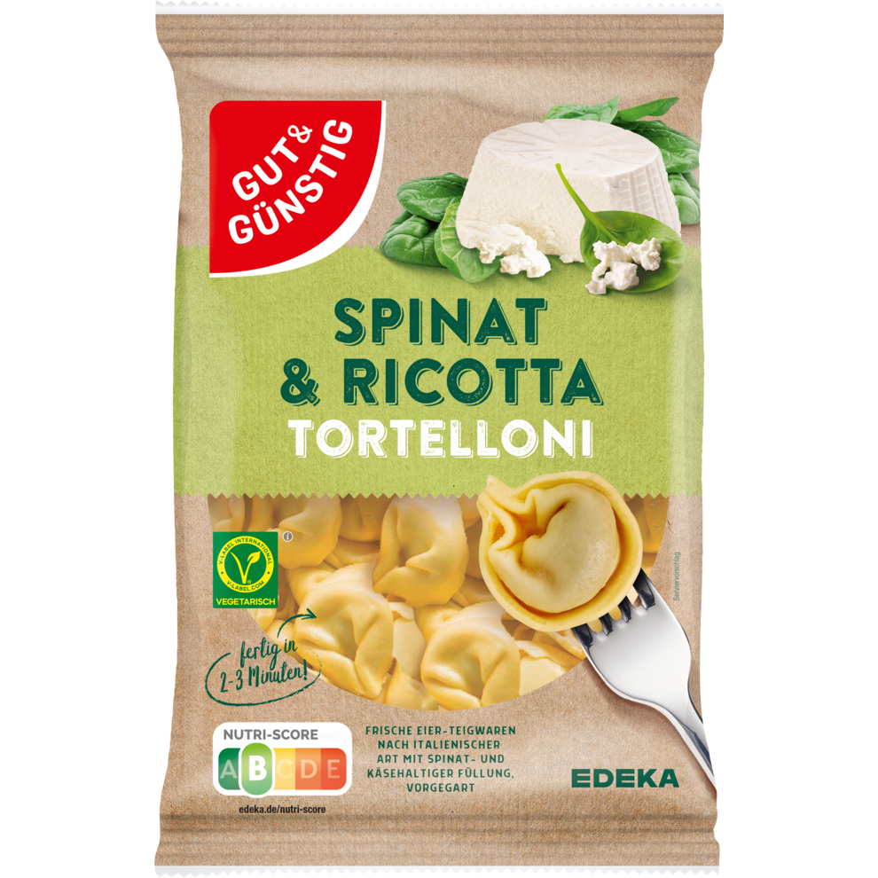 GUT&GÜNSTIG frische Pasta Spinat Ricotta Tortelloni 400g