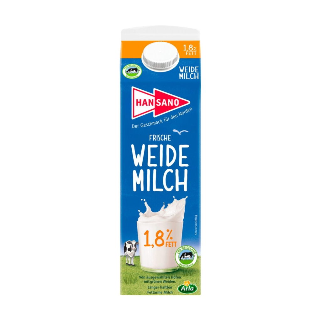 Hansano Макси пастбищное молоко 1,8%1l