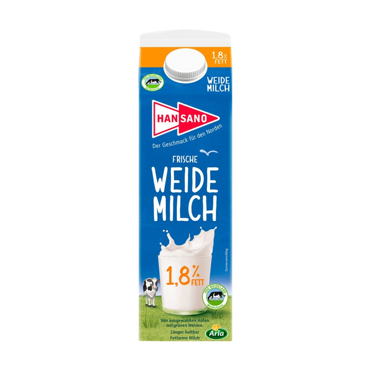 Hansano Макси пастбищное молоко 1,8%1l