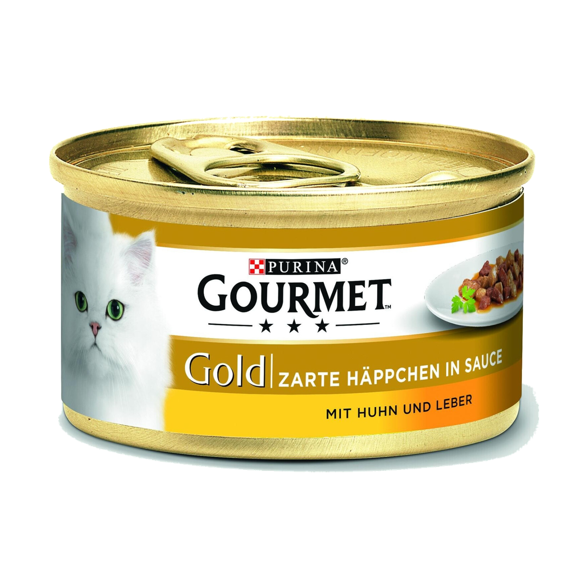 Gourmet Gold Zarte Häppchen in Sauce Huhn&Leber Katzennassnahrung 85g