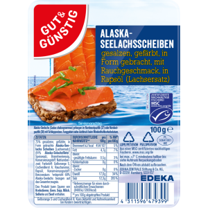MSC GUT&GÜNSTIG Alaska Seelachs Scheiben 100g