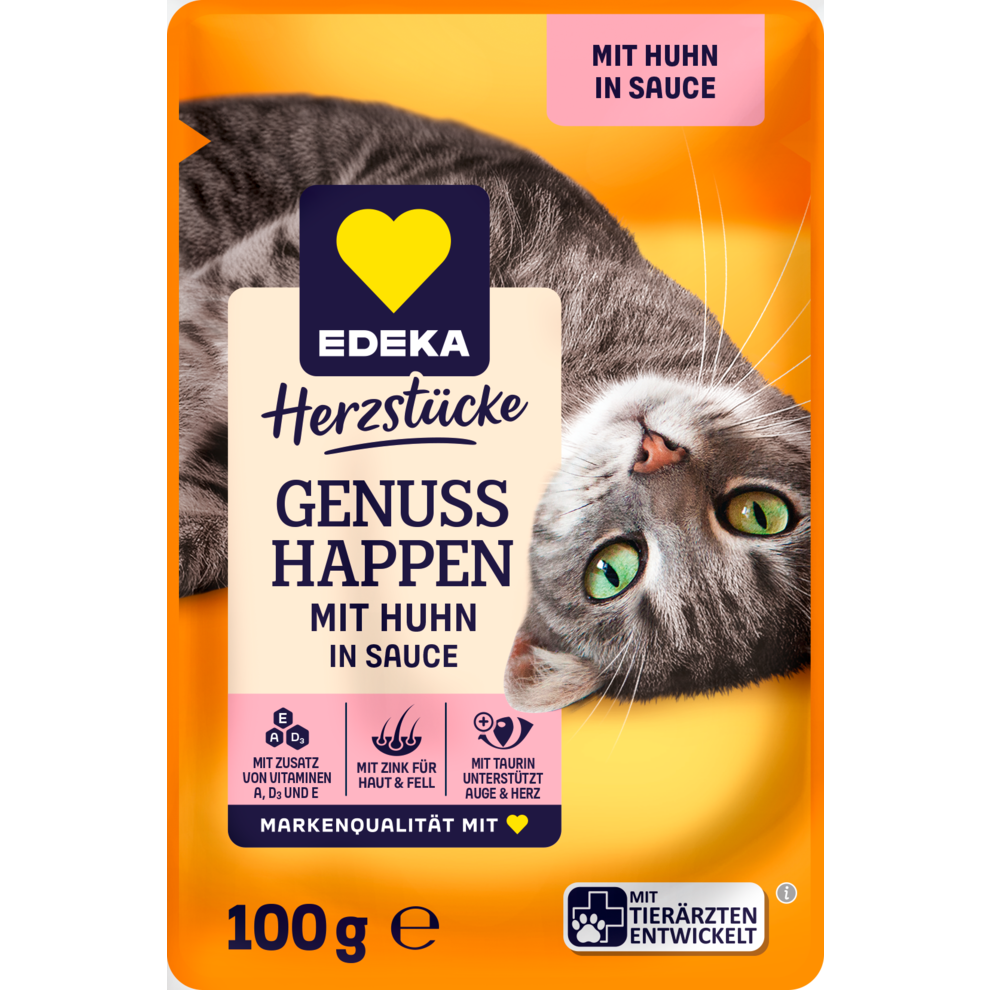 EDEKA Herzstücke Genuss Happen Huhn Pouchbeutel 100g