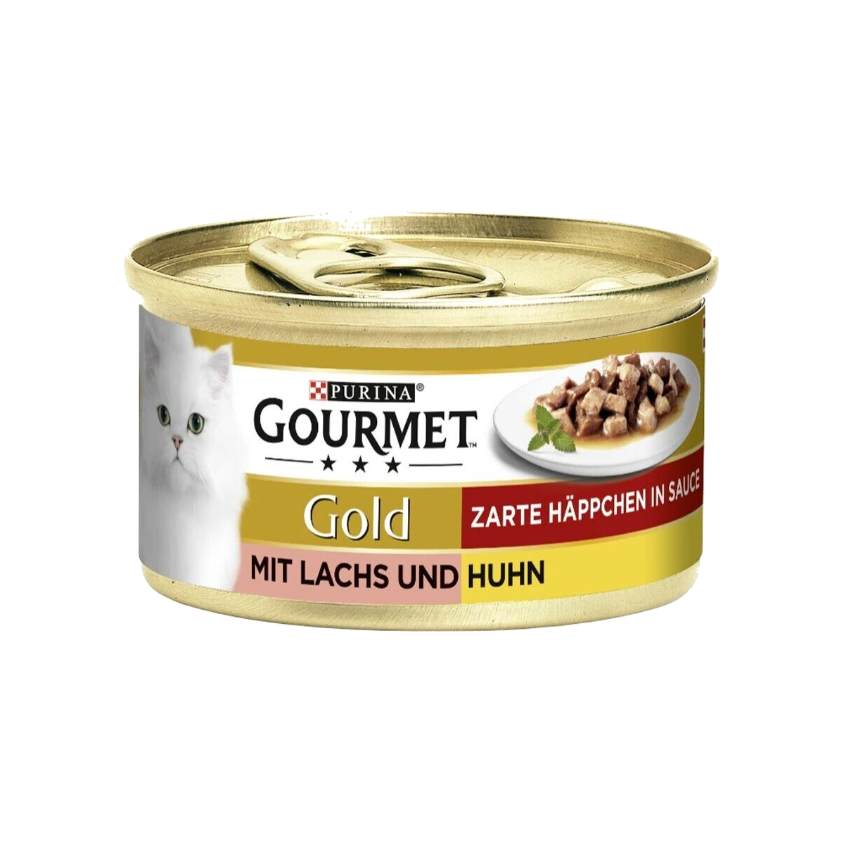 Gourmet Gold Zarte Häppchen in Sauce Lachs&Huhn Katzennassnahrung 85g