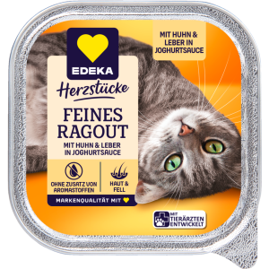 EDEKA Herzstücke Feines Ragout mit Huhn und Leber in Joghurtsauce 100g