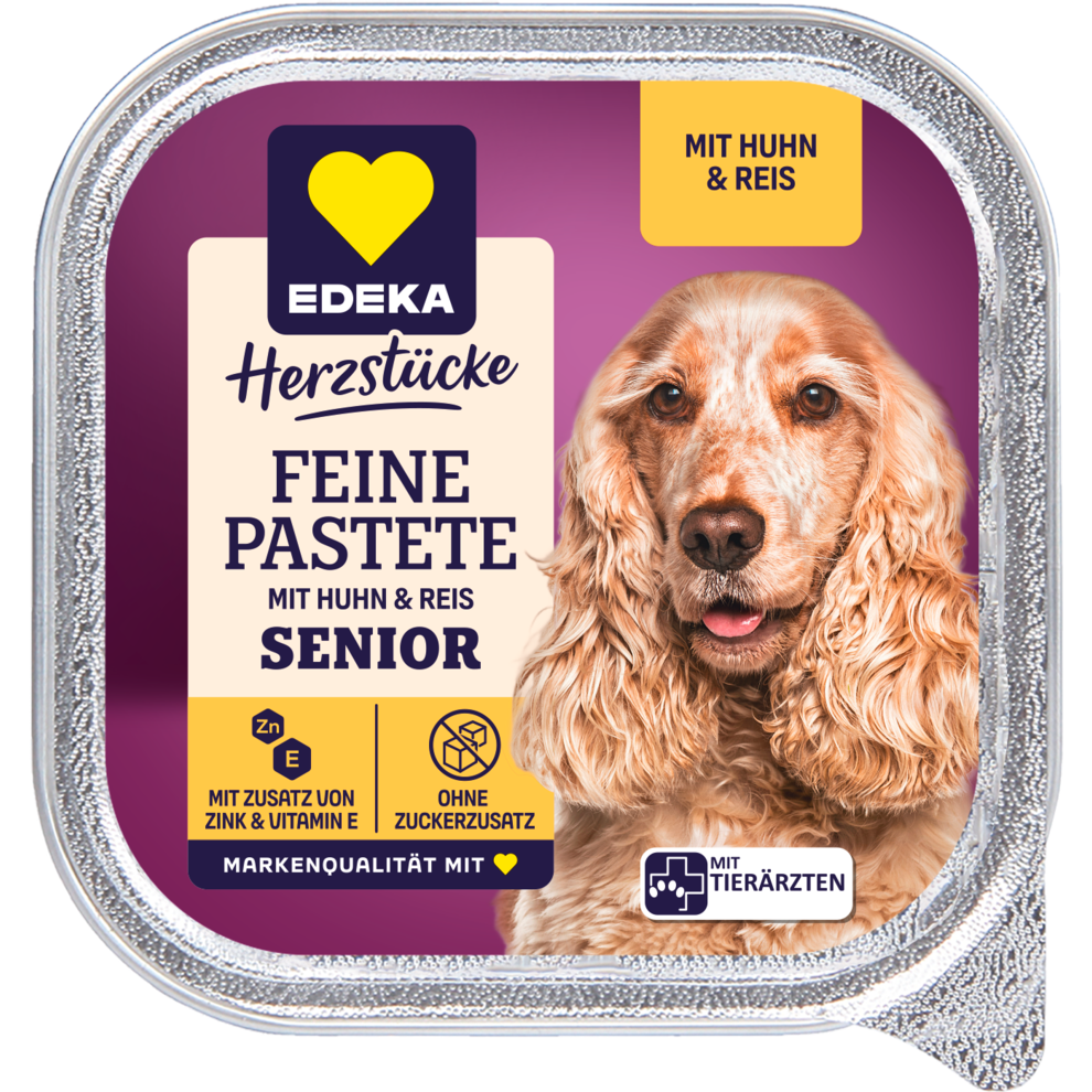 EDEKA Herzstücke Feine Pastete Senior mit Huhn und Reis 300g