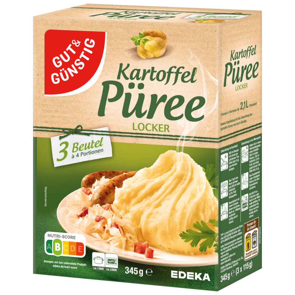 GUT&GÜNSTIG Kartoffel-Püree 3x4 Portionen 345g