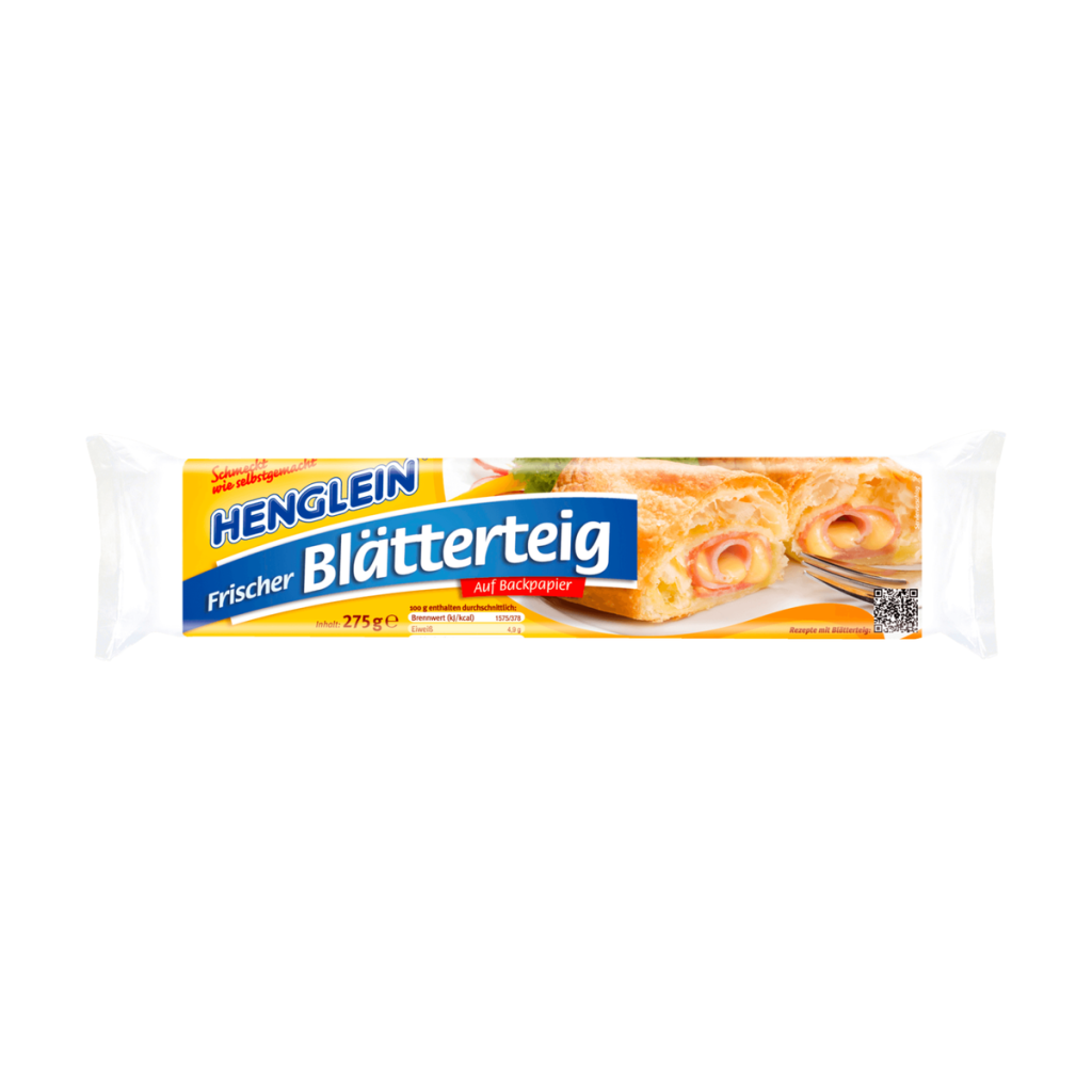HENGLEIN Frischer Blätterteig backfertig ausgerollt auf Backpapier 275g