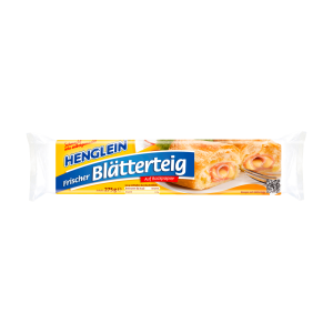 HENGLEIN Frischer Blätterteig backfertig ausgerollt auf Backpapier 275g