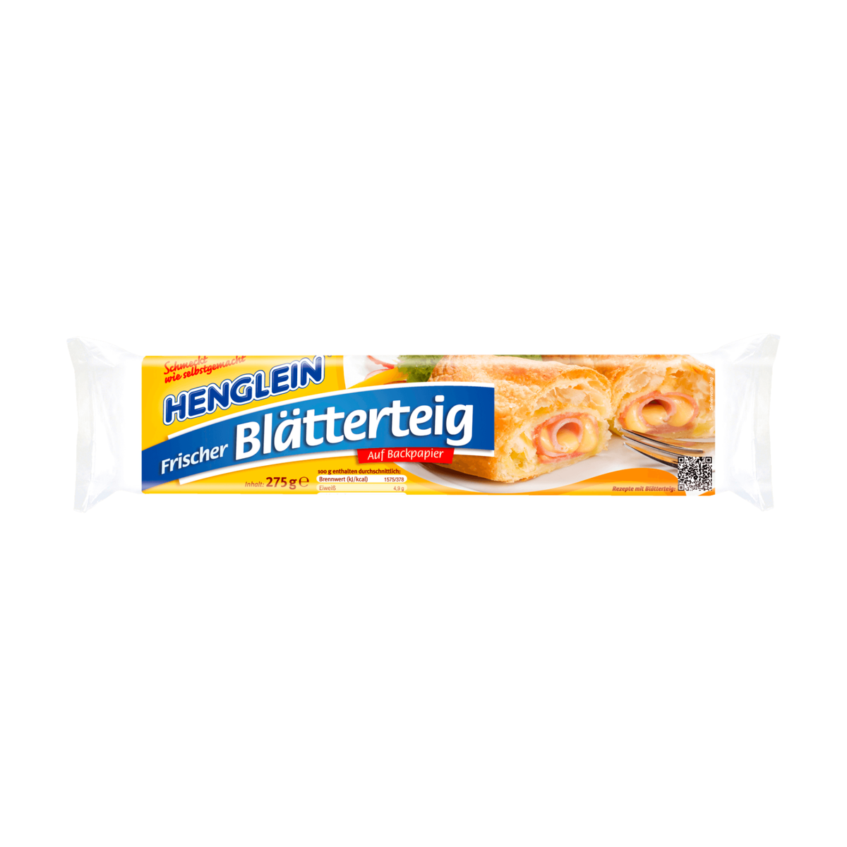 HENGLEIN Frischer Blätterteig backfertig ausgerollt auf Backpapier 275g