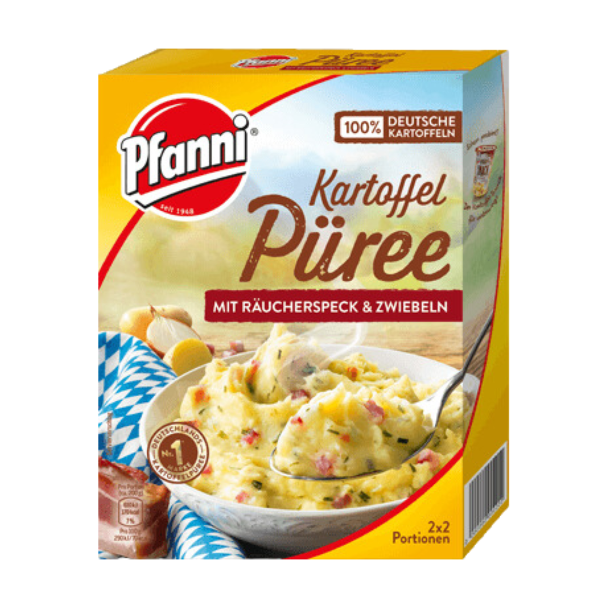 Pfanni Kartoffel Püree mit Räucherspeck&Zwiebel für 0,7l 150g