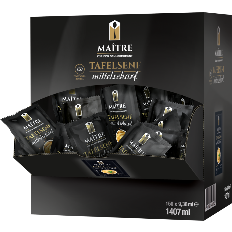 Maitre Tafelsenf mittelscharf Portionsbeutel 150x10g