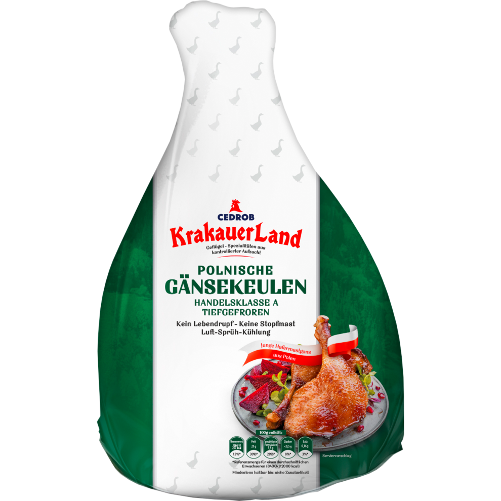 Krakauer Land Polnische Hafermast-Gänsekeulen Handelsklasse A 950g