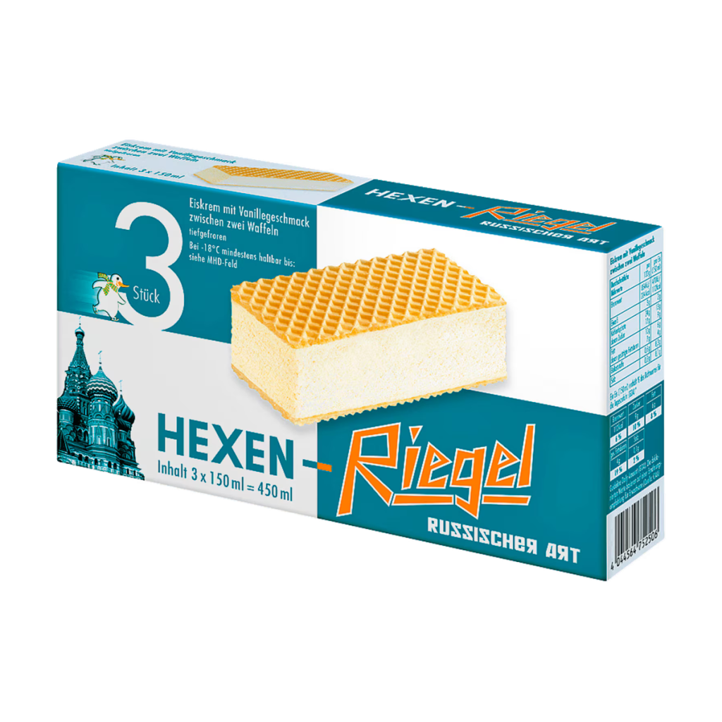 HEXEN-EIS Hexenriegel Eiskrem mit Vanillegeschmack zwischen zwei Waffeln 3x150ml