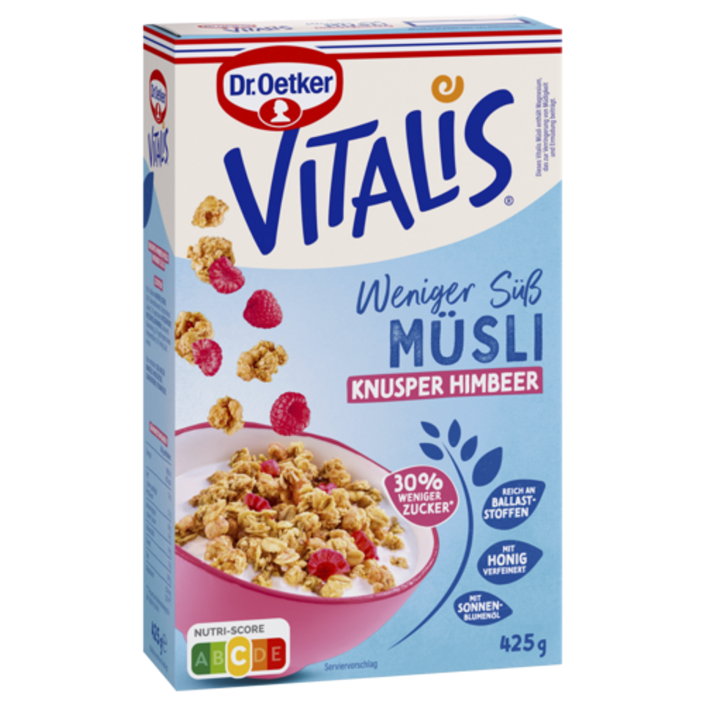 Dr.Oetker Vitalis хрустящий малина меньше сладкий 425g