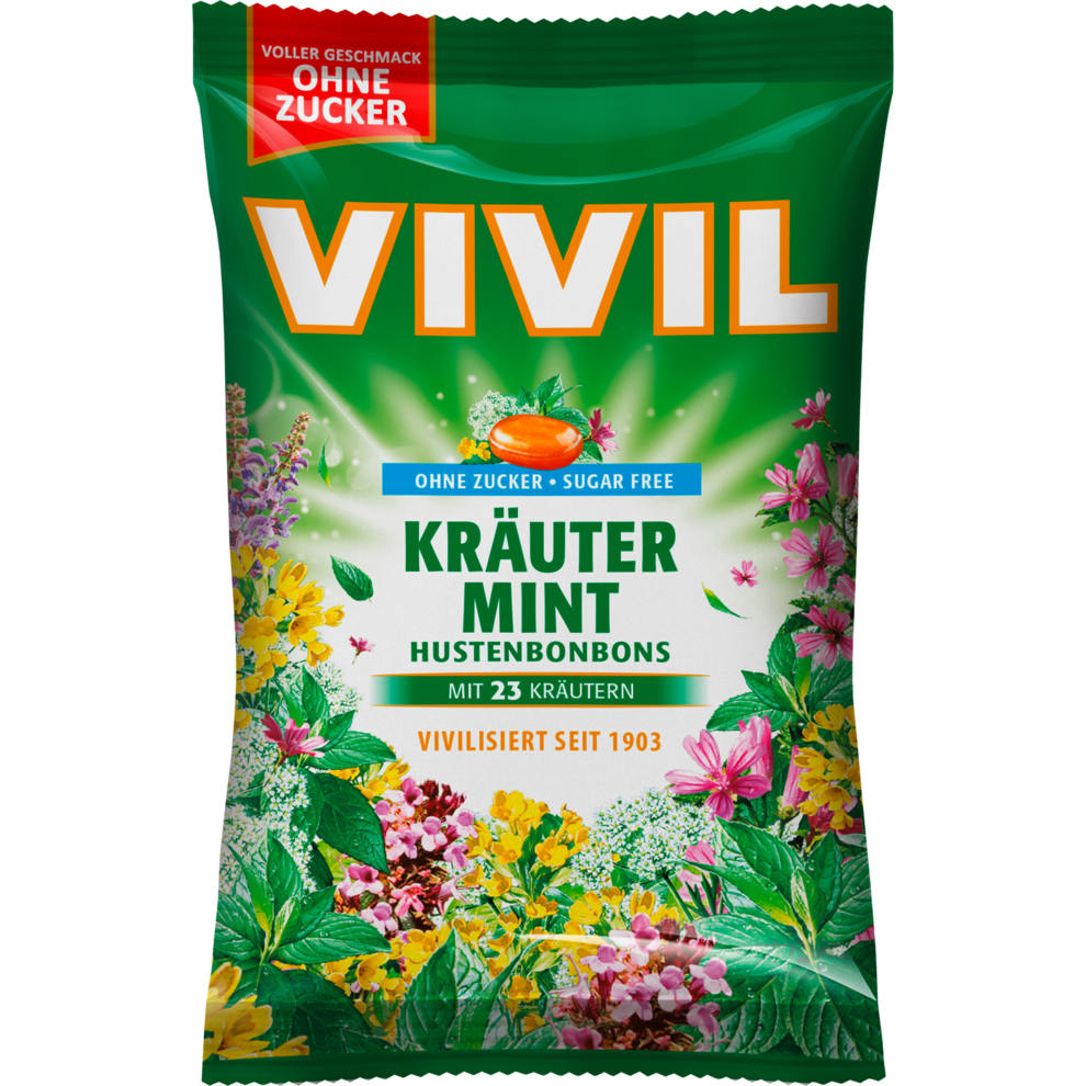 Vivil Hustenbonbons Kräuter Mint ohne Zucker 120g