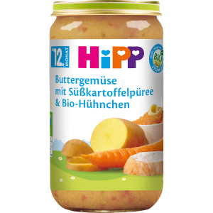 Bio Hipp Menü Buttergemüse mit Süsskartoffeln Hühnchen ab 12.Monat 250g