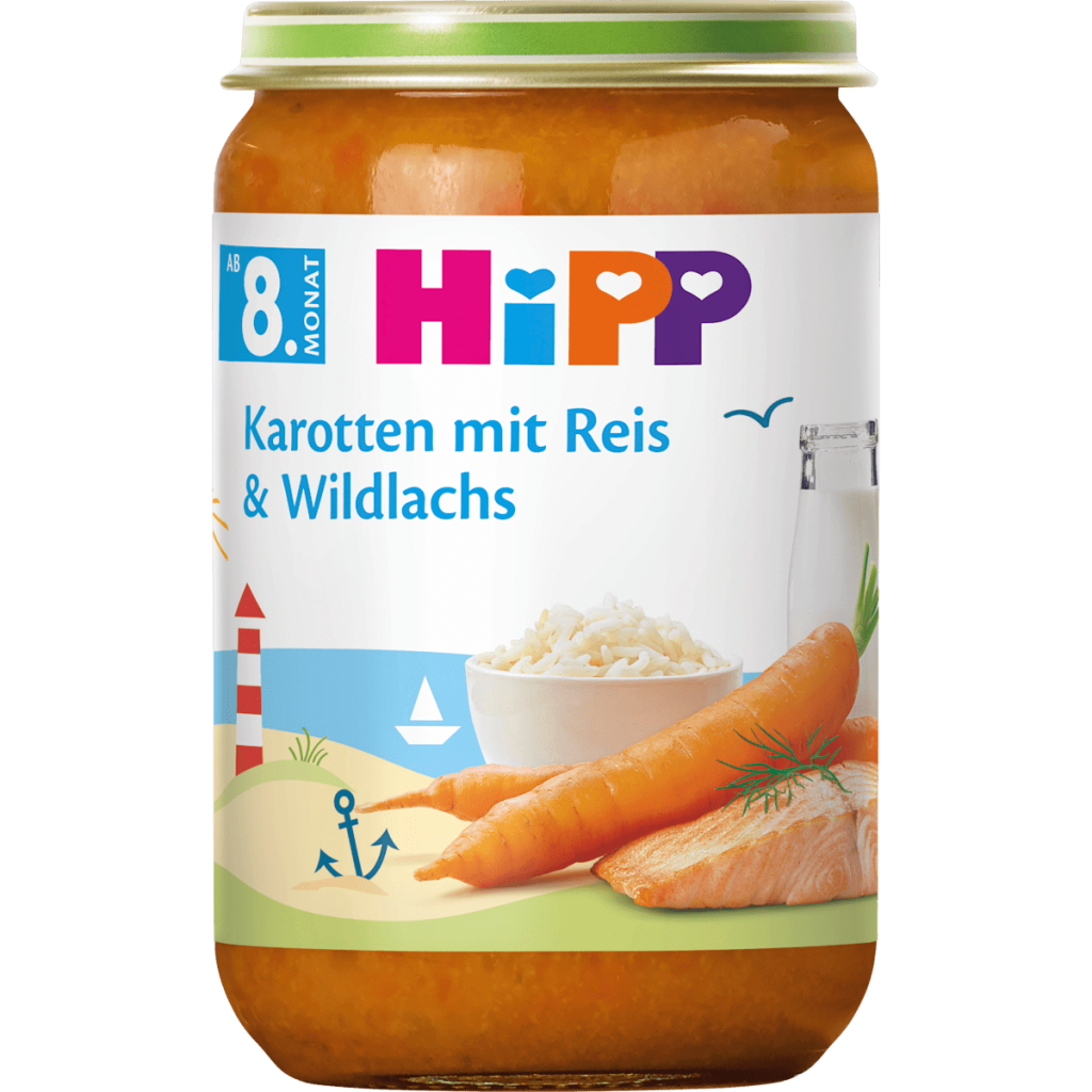 Hipp Menüs Karotten mit Reis&Wildlachs ab dem 8.Monat 220g