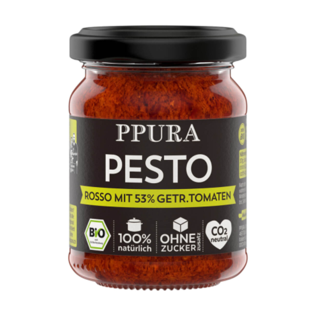 Bio PPURA Pesto Rosso mit 35% getrockneten Tomaten 120g