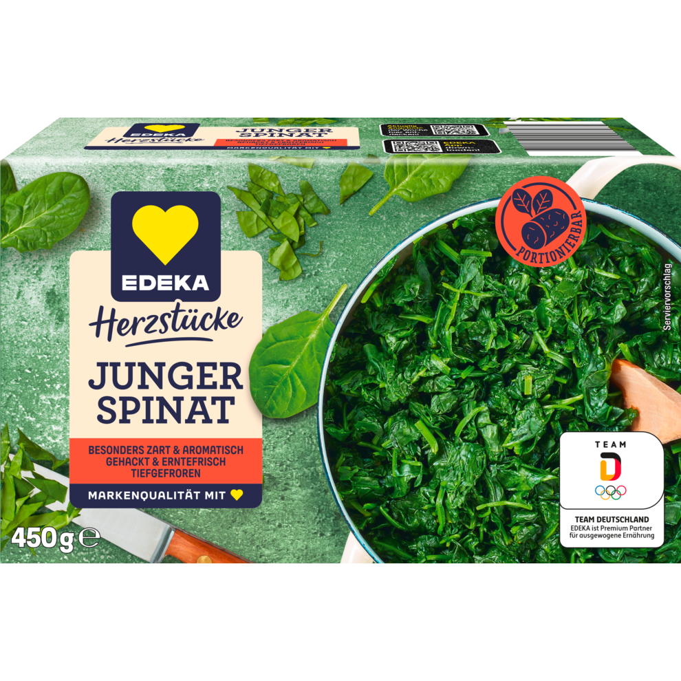 EDEKA Herzstücke Junger Spinat gehackt portioniert 450g