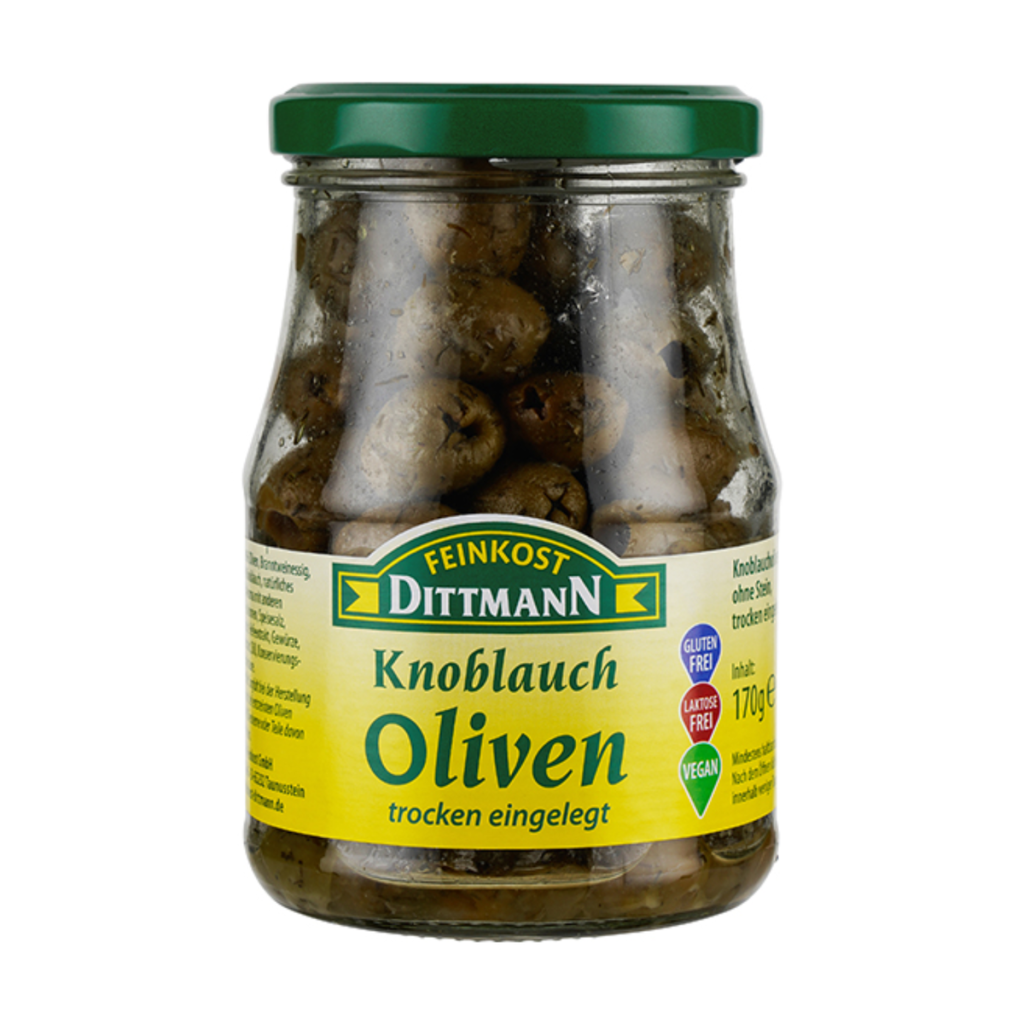 Feinkost Dittmann Knoblauch Oliven trocken eingelegt 170g