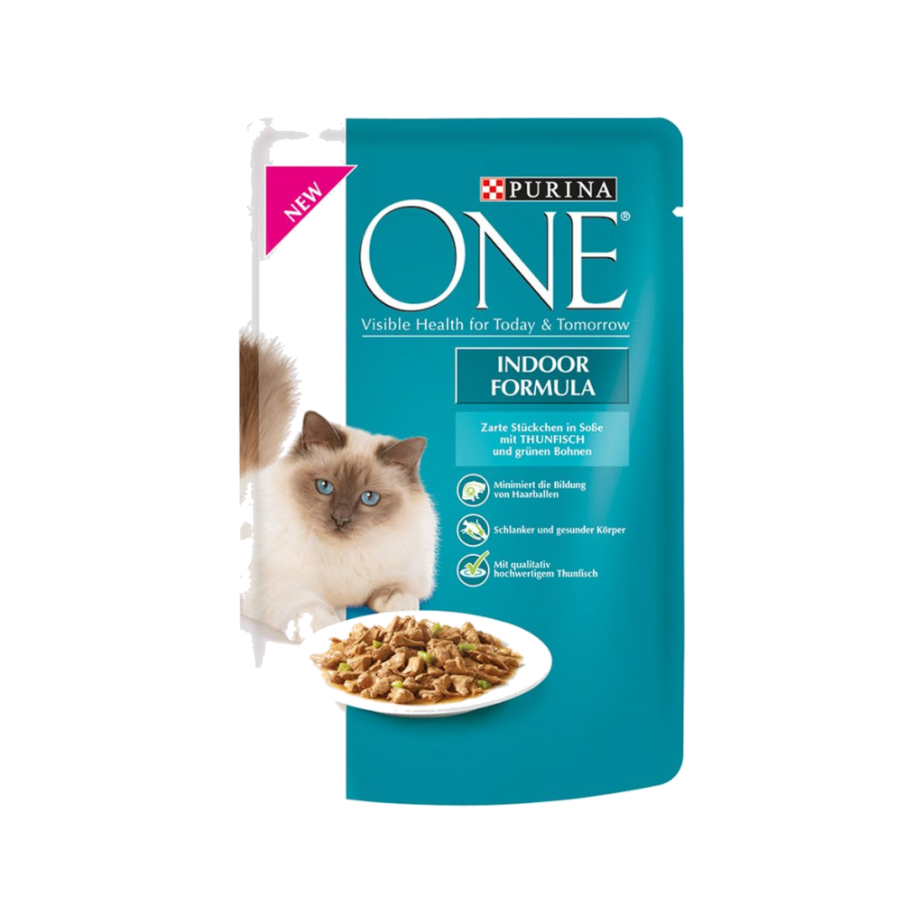 One Indoor Formula Gelee in Sauce Thunfisch&Grüne Bohnen Katzennassnahrung 85g