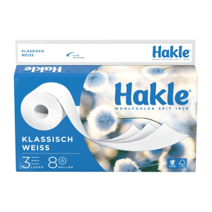 Hakle Klassisch weiß Toilettenpapier 3-lagig 8x150Blatt