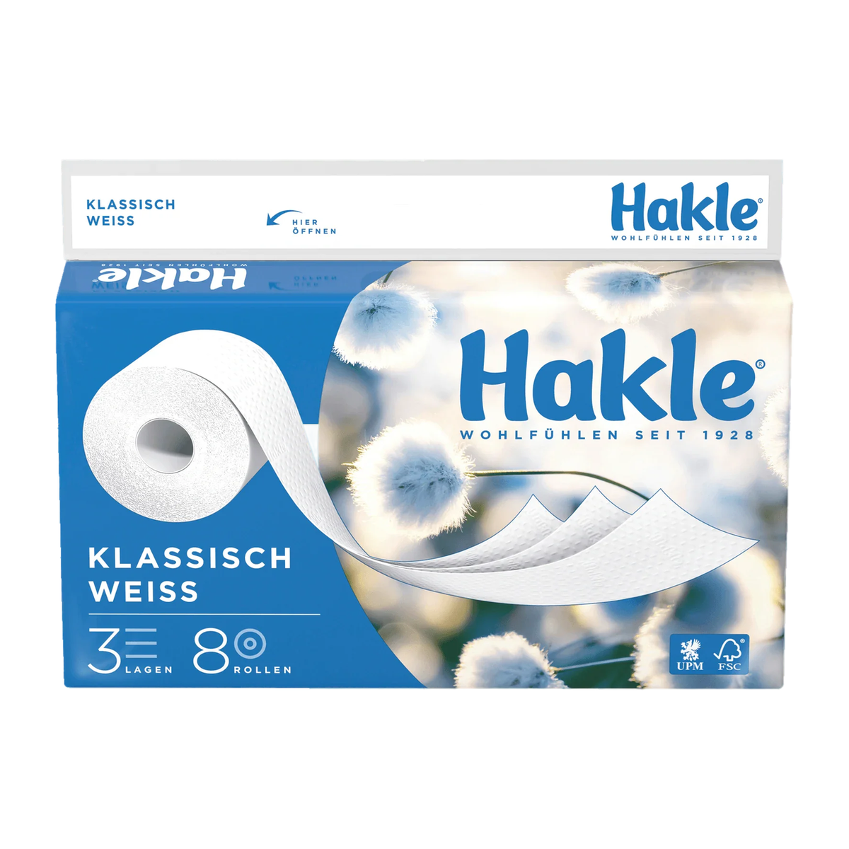Hakle Klassisch weiß Toilettenpapier 3-lagig 8x150Blatt